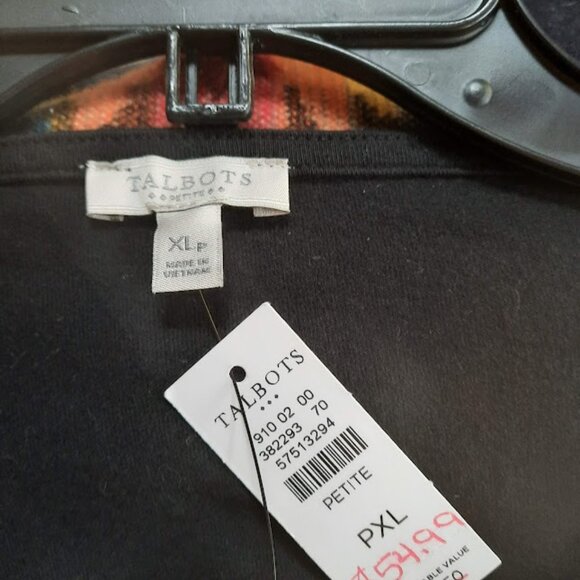 Talbots Black Sequin Front Tee Shirt NWT Sz XLP - Picture 4 of 4